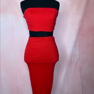 Fashion Nova red skirt set